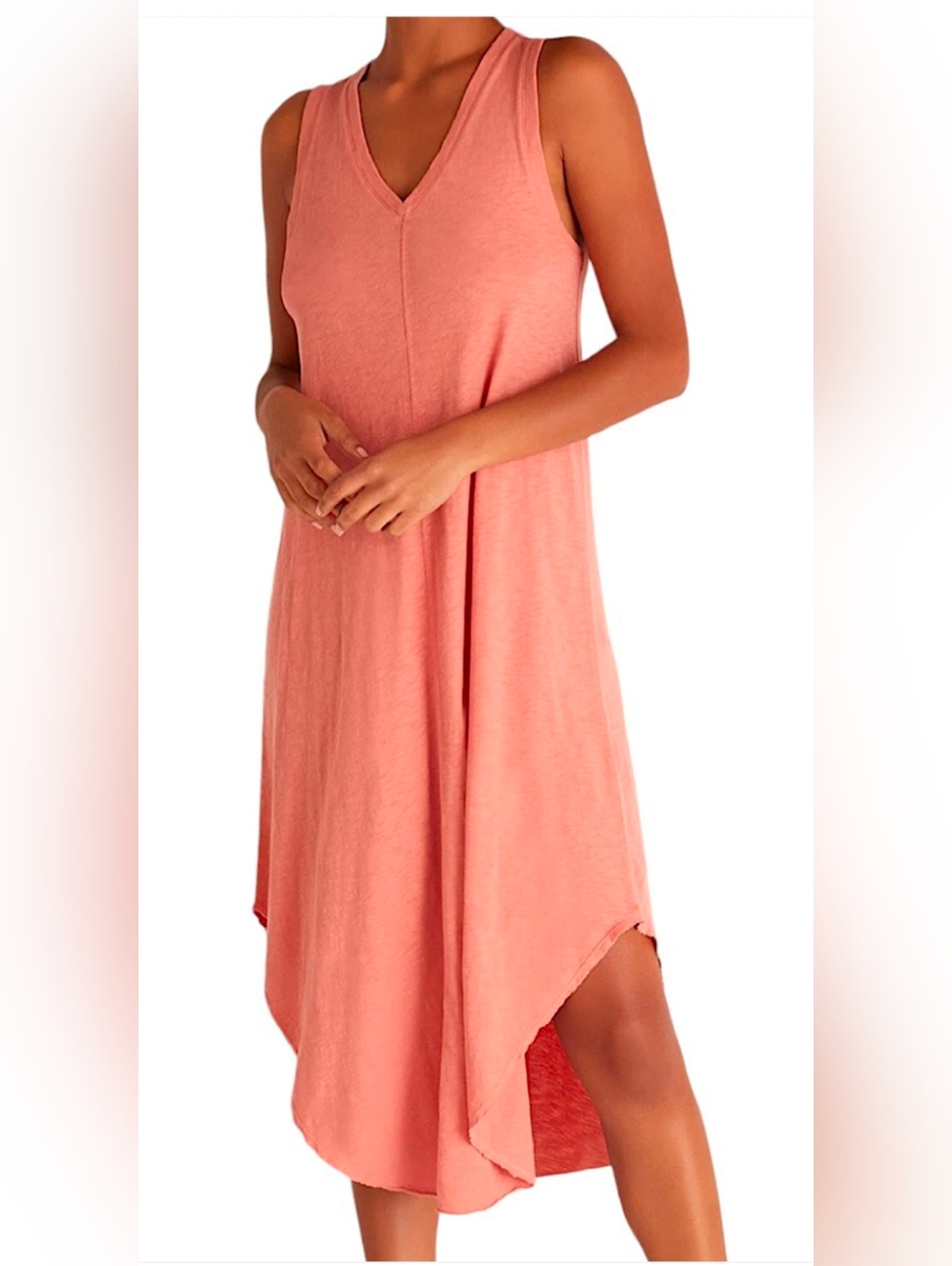 Z Supply Reverie Cotton Slub Sleeveless Midi Dress Canyon Rose Beach Trip Size M
